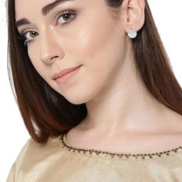 Zaveri Pearls Clear & Rose Gold Brass Stud Earrings-37