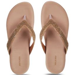 Walkway Women's Antic Gold Flip Flops-image-53