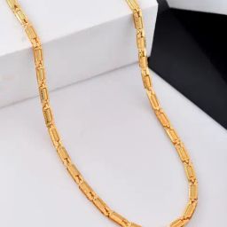 VOJ Gold Plated Textured Link Chain for Men-image-85