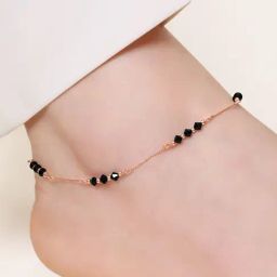 Zavya Black Beauty Rose Gold Plated 925 Sterling Silver Adjustable Chain Anklet (Single)-image-87