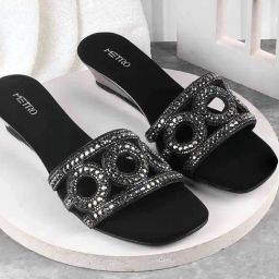 Metro Women's Black Ethnic Wedges-image-94