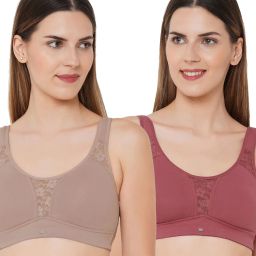 Soie Multicolor Non Wired Non Padded Full Coverage Bra (Pack Of 2) image 1