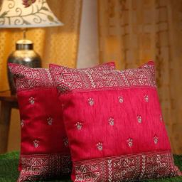 HOSTA HOMES Pink Polyester Embellished Cushion Covers - Set of 2-9