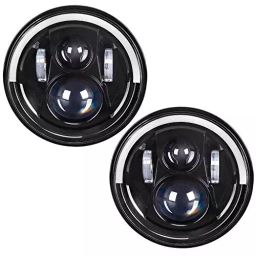 Allextreme Half Ring LED Headlight 17.7 cm (7 inch) Round With DRL and Halo Ring Angel Eyes for Motor Cycles and Cars, EXHL7IP1P (Pack of 2)-image-4