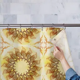 ArtzFolio White & Yellow Printed Waterproof Shower Curtains-picture-15