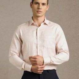 Louis Philippe Pink Cotton Regular Fit Checks Shirt-image-41