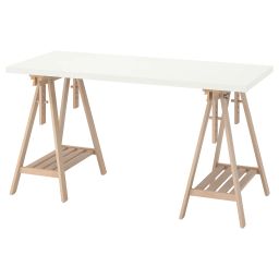 ikea lagkapten / mittback Desk, white/birch, 140x60 cm-picture-0