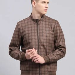 Monte Carlo Brown Regular Fit Checks Jacket-26