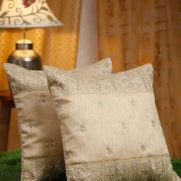 HOSTA HOMES Beige Polyester Embellished Cushion Covers - Set of 2-image-29