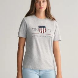 GANT Grey Regular Fit Printed T-Shirt-image-101