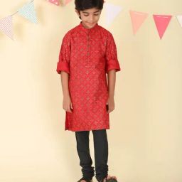 Fabindia Boys Red Printed Kurta-picture-24