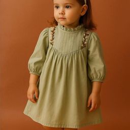 KICO Girls Floral Embroidered Puff Sleeves Cotton A-Line Dress-image-38