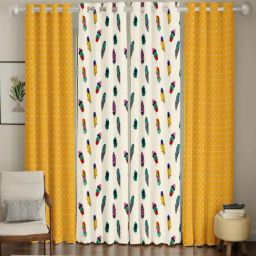 Urban Space Yellow Cotton Classic Curtains for Window - Set of 4-27