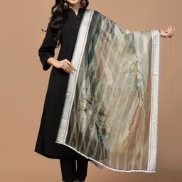 Kaizen TEXO FAB Ethnic Motifs Printed Organza Dupatta-12