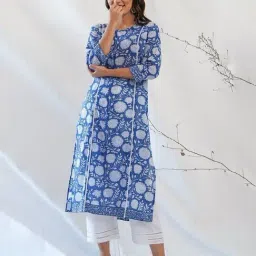 Akiso Gulkari Summer Kurta - Blue-picture-14
