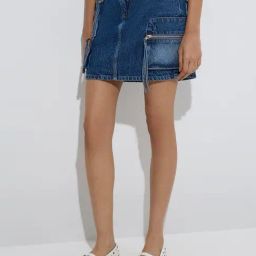 Nuon by Westside Dark Blue Faded High-Rise Denim Skirt-image-78