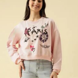 Lil Tomatoes Girls Pink Regular Fit Graphic Print Sweatshirt-picture-45