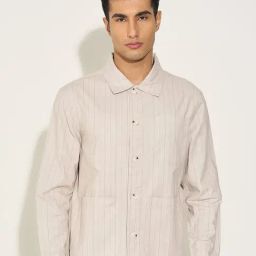 Peregrine By Pantaloons Marshmallow Loose Fit Striped Shirt-picture-11