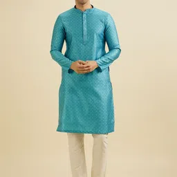 Manyavar Men Embroidered Regular Sequinned Kurta with Pyjamas-picture-18