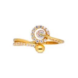 C. Krishniah Chetty Group 22k Modern Swirl Gold Ring with Cubic Zirconia for Women-picture-33