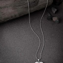 NVR Silver Plated Heart Shaped Pendent with Picture Frame And Chain For Men - Set Of 2-image-35