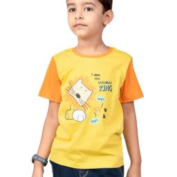 YOUMAA Boys Yellow Cotton Graphic T-Shirt-image-25