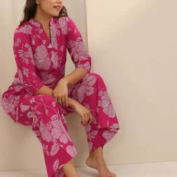 Libas Pink Printed Pyjamas Set image 5