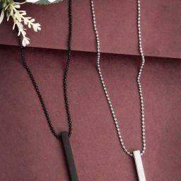 NVR Rhodium Plated Bar Pendent for Men - Set of 2-34