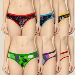 AROUSY Green & Blue Printed Bikini Panties - Pack Of 6-image-70