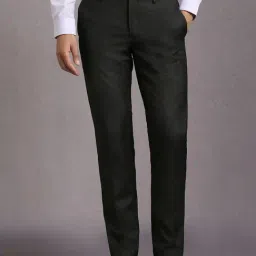Louis Philippe Black Slim Fit Texture Trousers-picture-45