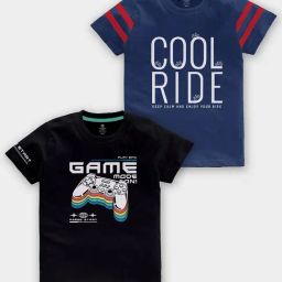 Codez Kids Black & Navy Printed T-Shirt (Pack Of 2)-picture-42