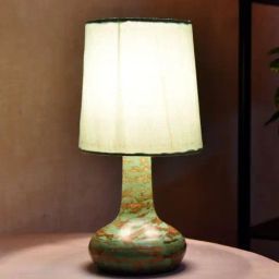 Homesake Green Wood Retro Small Table Lamp with Shade-20