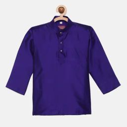THANGAMAGAN Kids VioletSolid Full Sleeves Kurta-image-34