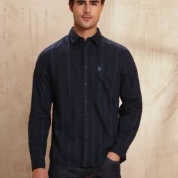 U.S. Polo Assn. Denim Co. Navy Cotton Slim Fit Striped Shirt-picture-26