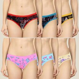 AROUSY Pink & Blue Printed Bikini Panties - Pack Of 6-image-107