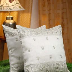 HOSTA HOMES White Polyester Embellished Cushion Covers - Set of 2-40
