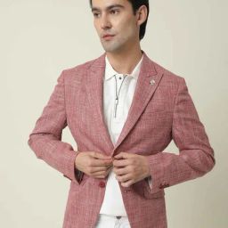 Rare Rabbit Red Tailored Fit Solid Blazer-image-9