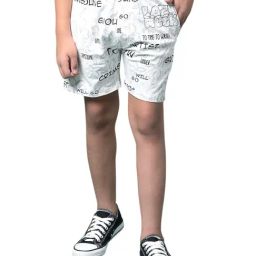 Crimsoune Club Boys White Cotton Regular Fit Printed Shorts-image-95