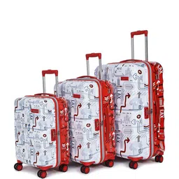 uppercase Set Of 3  Printed Hard-Sided Large , Medium, Cabin Trolley Bags-3