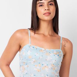 IZEL Print Sweetheart Neck Bardot Crop Top-image-8