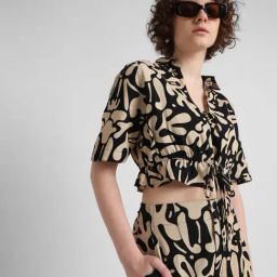 Only Beige & Black Printed Shirt-image-62