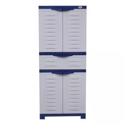 SUPREME Storage Cabinet Paneled Hinged 4 Doors 3 Shelves 590x1440x375 mm, Pepsi Blue & Sky Grey-image-15