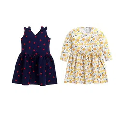 THE COTTON BABY Girls Pack Of 2 Multi Colored Cotton Printed Dress with Panty-picture-49