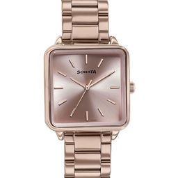 Sonata Women Embellished Dial & Stainless Steel Bracelet Style Straps Analogue Watch 87084WM01-image-92