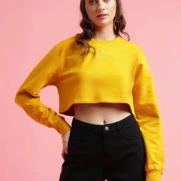 Belliskey Yellow Cotton Crop Sweatshirt-image-35