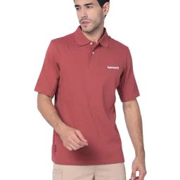 Timberland Brick Red Regular Fit Logo Print Polo T-Shirt-picture-6