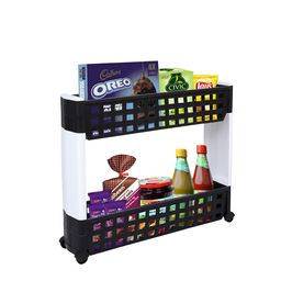 SIMPARTE 2 Layer Slim Classic Black & White Storage Organizer-Multipurpose Storage Rack & Easy-to-Move Slide Out Shelf Rack Trolley (Plastic) with Wheels for Kitchen Home Washing & Utility Area image 1