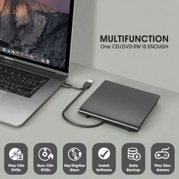 WeFly High Speed USB and Type C 3.0 Slim Portable External CD/DVD-RW Drive Writer Burner Rewriter Player for Laptop PC, Mac/Book Pro Black image 4