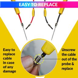 amiciTools Reusable Extra Long Pins Test Leads Probe Replacement Pair Cable for Digital Multimeter, Reusable Probes image 2