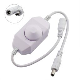 DC 12V-24V LED Strip Dimmer Switch with DC Female Male Adapter Single Color Mini LED Lamp Lighting Accessories Brightness Adjustable Controller Manual Knob Dimmer Switch White image 1